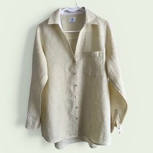 Sigrid Olsen Citrus Yellow Linen Blouse Size Small